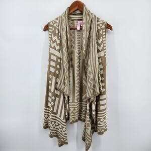 Dolled Up by Fang Women's XL Open Front Cardigan Knit Vest Asymmetrical Hem